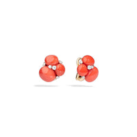 Boucles d'oreilles clips Capri en Or Blanc & Rose 18K & Diamant Blanc et Corail