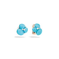 Boucles d'oreilles Capri en Or Blanc & Rose 18K & Diamant Blanc et Turquoise