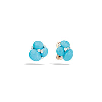 Boucles d'oreilles clips Capri en Or Blanc & Rose 18K & Diamant Blanc et Turquoise
