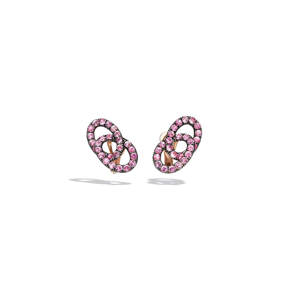 Boucles d'oreilles clips Tango en Or Rose 18K & Saphir Rose