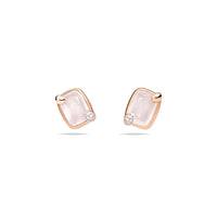 Boucles d'oreilles Ritratto en Or Rose & Blanc 18K & Quartz Blanc et Diamant Icy