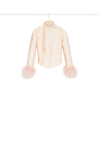Veste en jacquard avec plumes - Fleur de Pêche