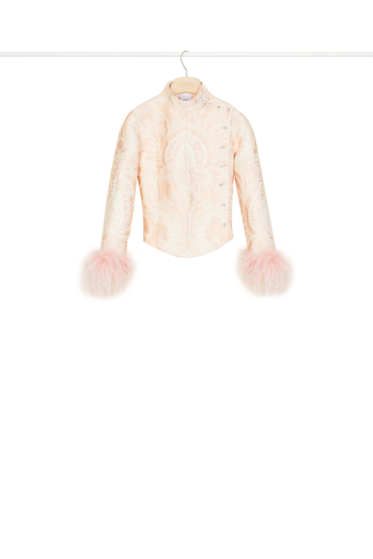 Veste en jacquard avec plumes - Fleur de Pêche