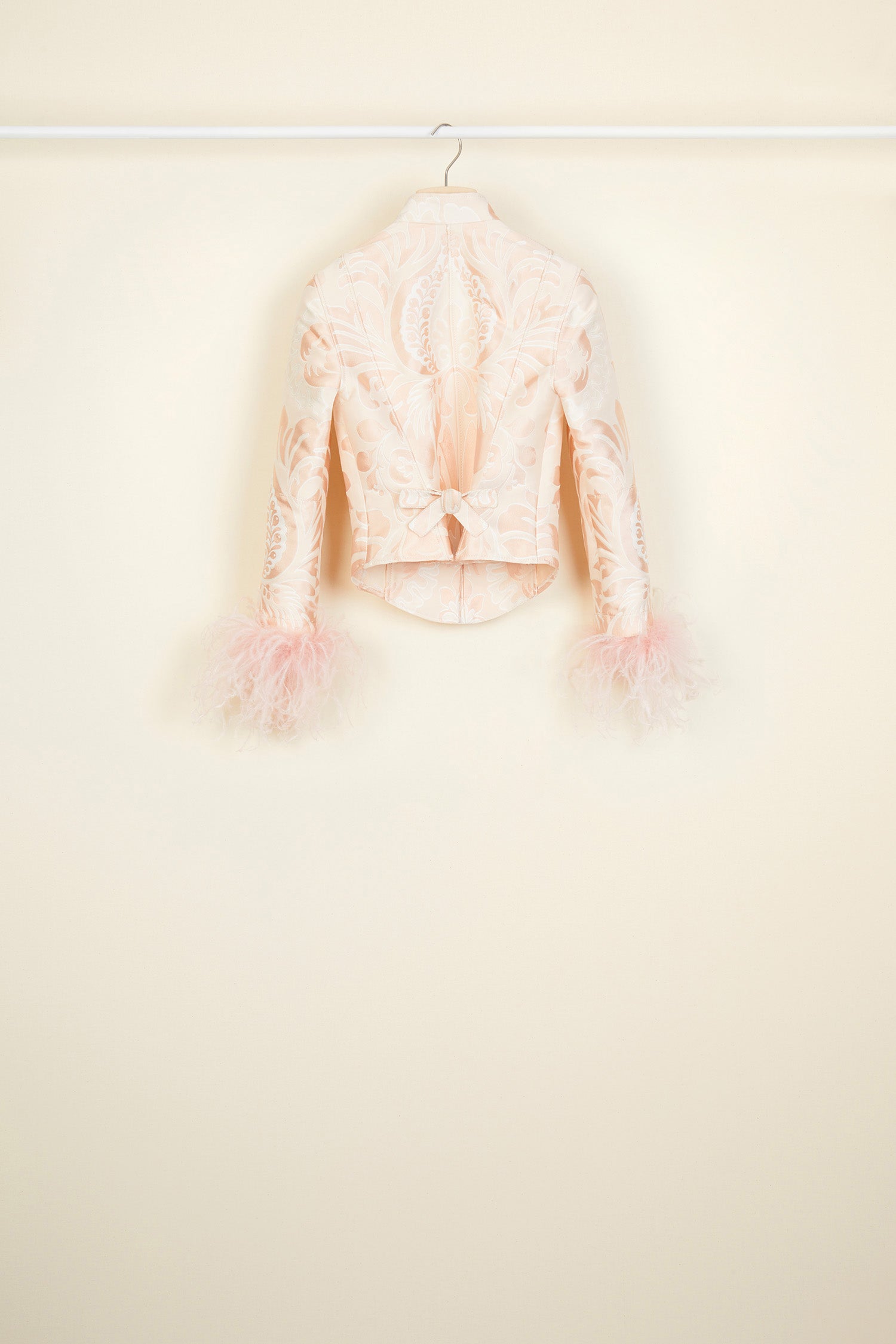 Veste en jacquard avec plumes - Fleur de Pêche