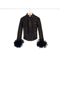 Veste en jacquard avec plumes
 - Marine Ambre