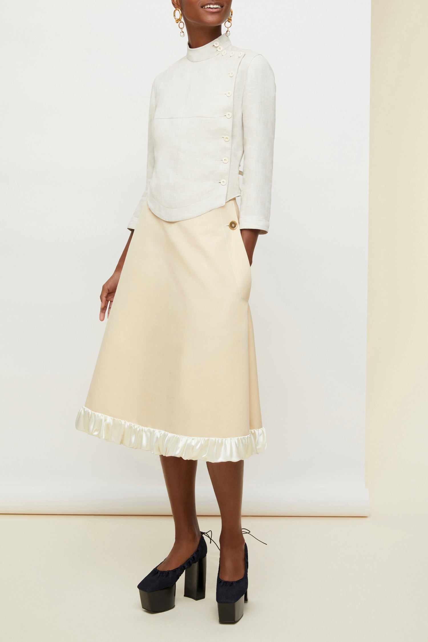 Veste d'escrime en lin et soie - Crème