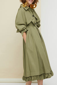 Trench en gabardine à doublure apparente amovible - Kaki