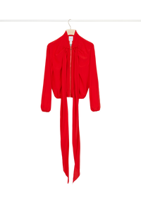 Blouson en soie à lavallière - Rouge