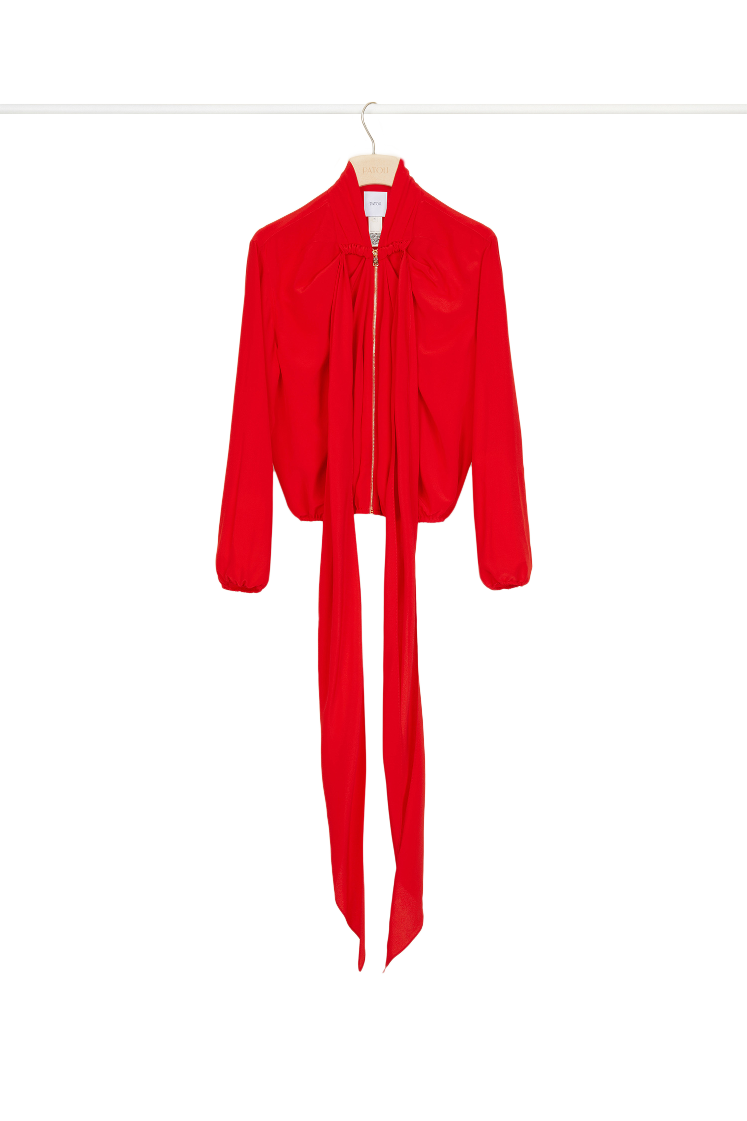 Blouson en soie à lavallière - Rouge