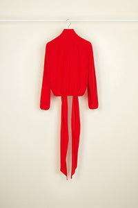 Blouson en soie à lavallière - Rouge