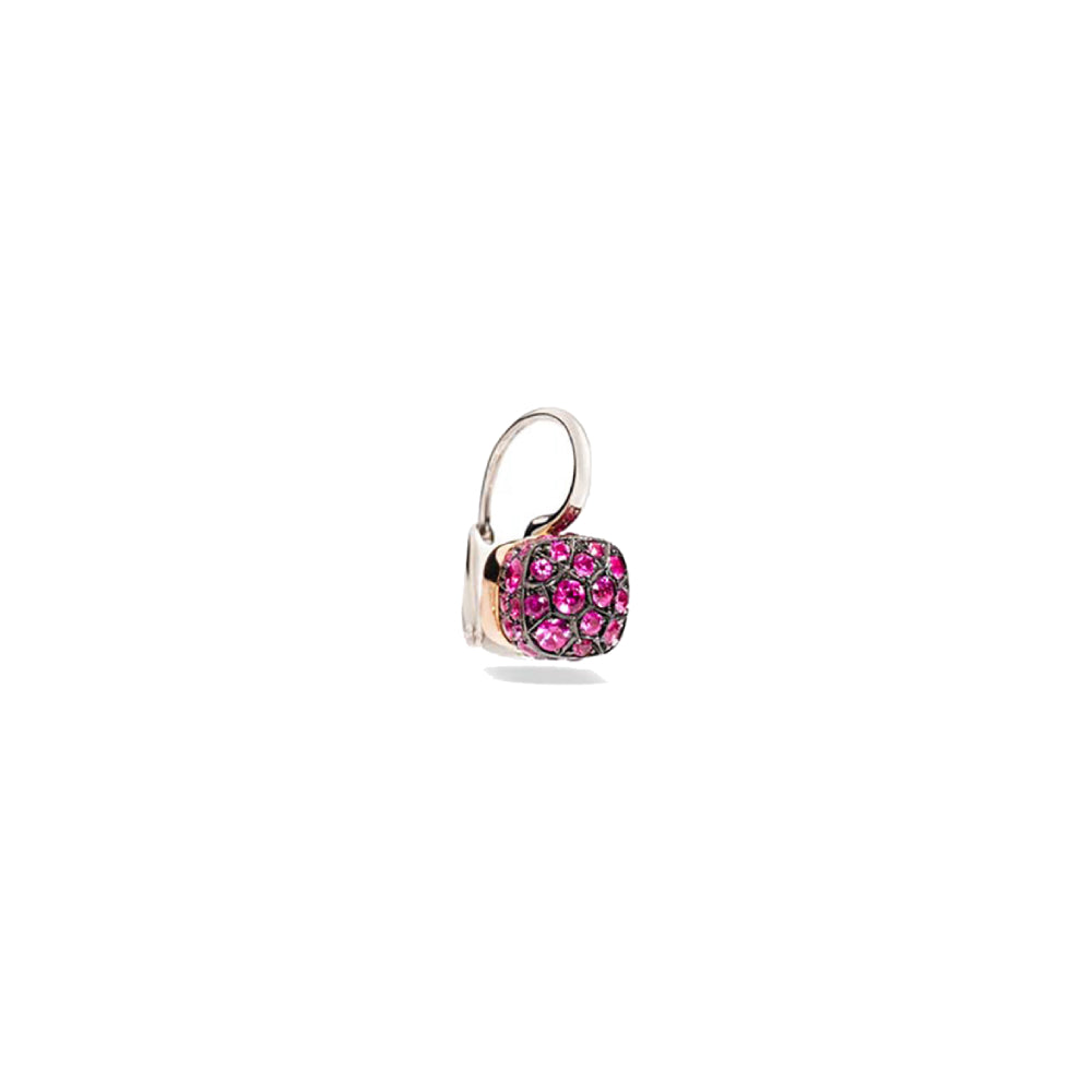 Mono boucle d'oreille Nudo en Or Blanc & Rose 18K & Rubis