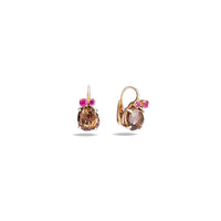 Boucles d'oreilles Bahia en Or Rose 18K & Rubis et Quartz Fumé