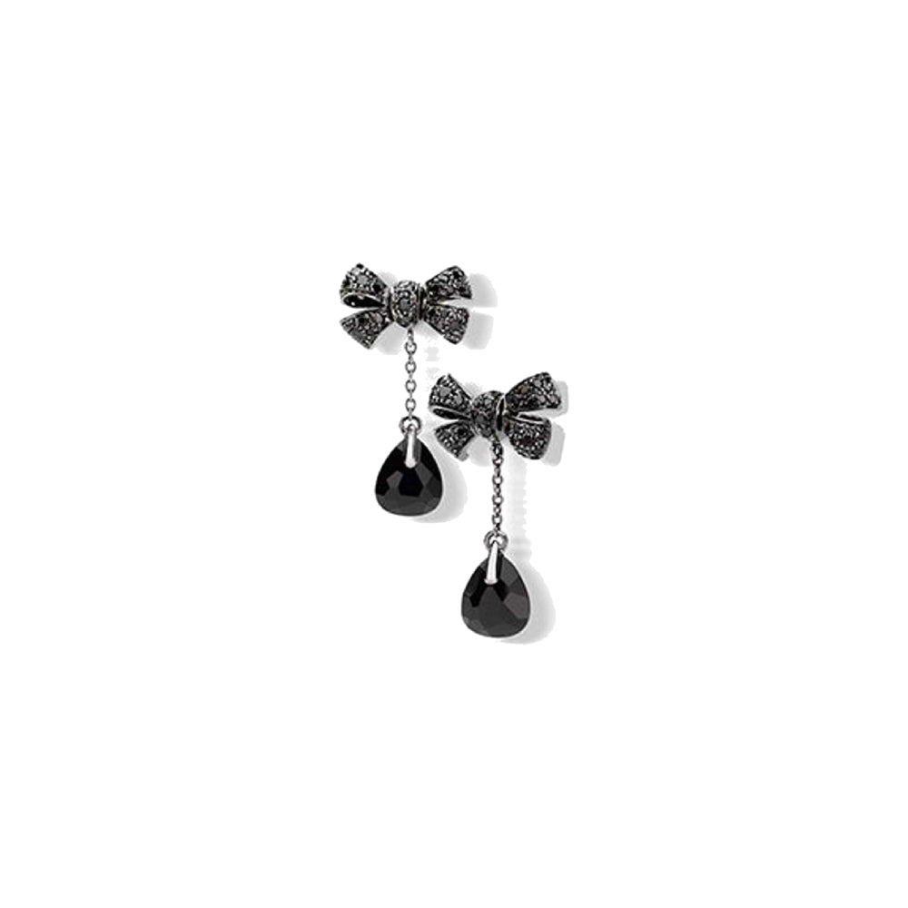 Boucles d'oreilles Forever en Or Blanc 18K & Diamant Noir et Onyx