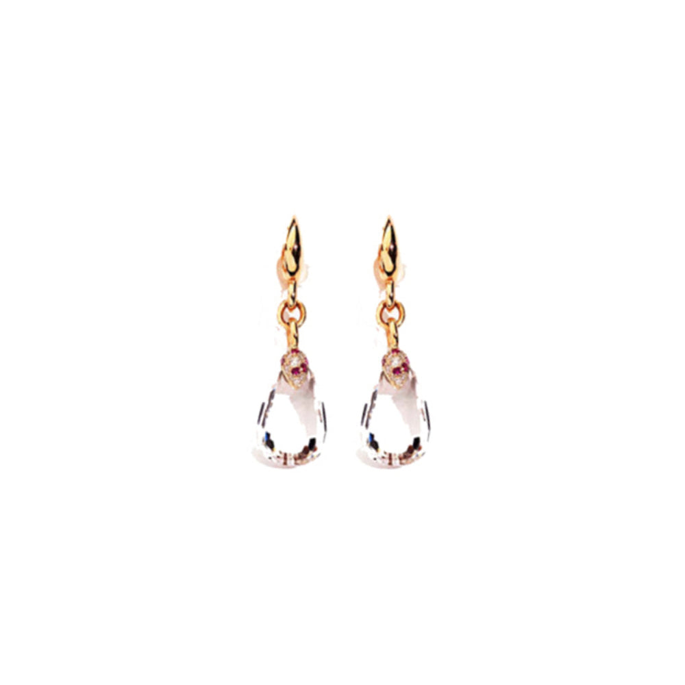 Boucles d'oreilles Pin Up en Or Rose & Blanc 18K & Rubis et Diamant Gris
