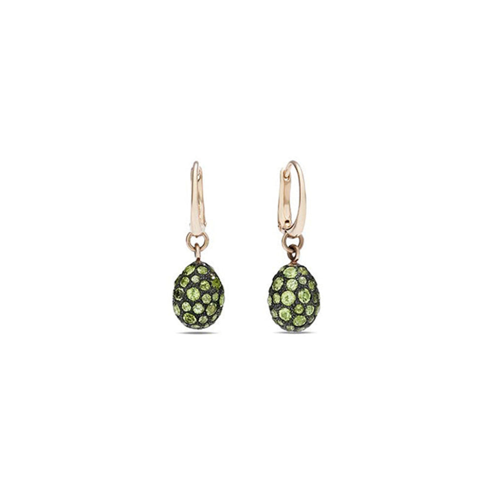 Boucles d'oreilles Tabou en Or Rose 18K & Peridot et Diamant Brun