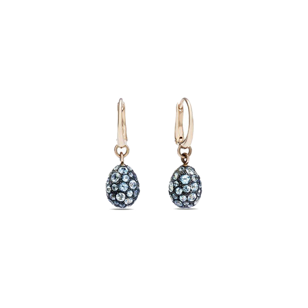 Boucles d'oreilles Tabou en Or Rose 18K & Topaze Bleue
