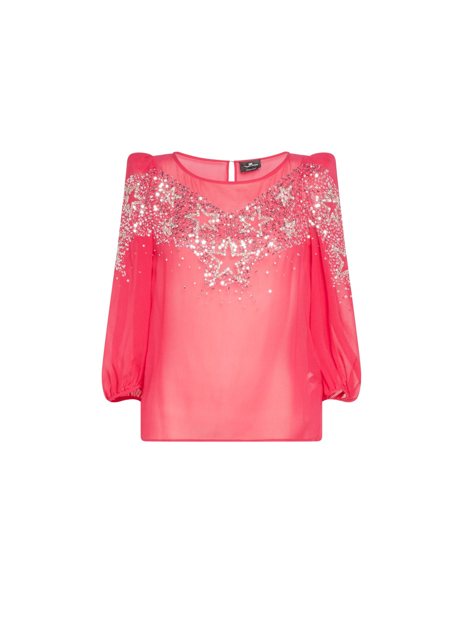 Blouse E.Franchi à strass en soie  - Rose