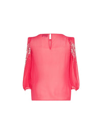 Blouse E.Franchi à strass en soie  - Rose