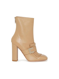Bottines E.Franchi détails franges en cuir - Beige