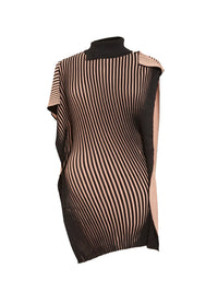 Pull asymétrique à col roulé - Noir & Nude