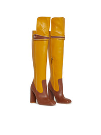 Bottes E.Franchi color block en cuir - Marron