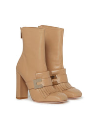 Bottines E.Franchi détails franges en cuir - Beige