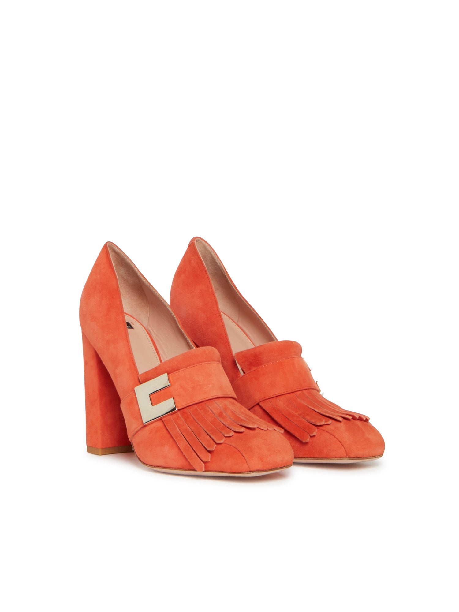 Mules E.Franchi détails franges en daim - Orange
