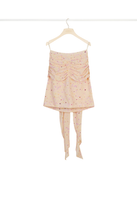 Jupe en soie imprimée à pans drapés - Nude