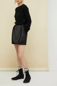 Jupe tulipe en satin duchesse - Noir