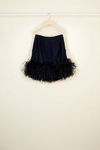 Jupe courte à plumes - Bleu Marine