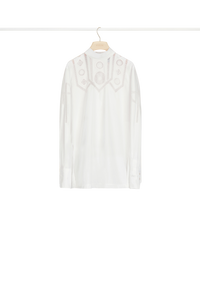 Top en coton à guipure incrustée - Blanc