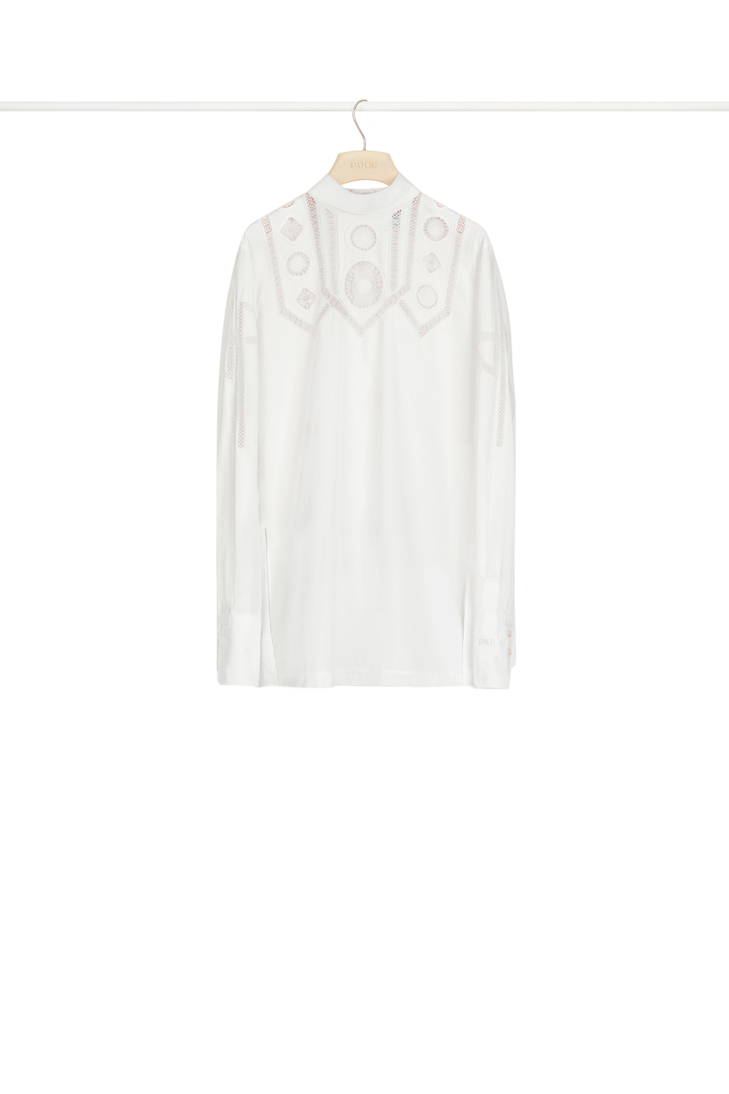 Top en coton à guipure incrustée - Blanc