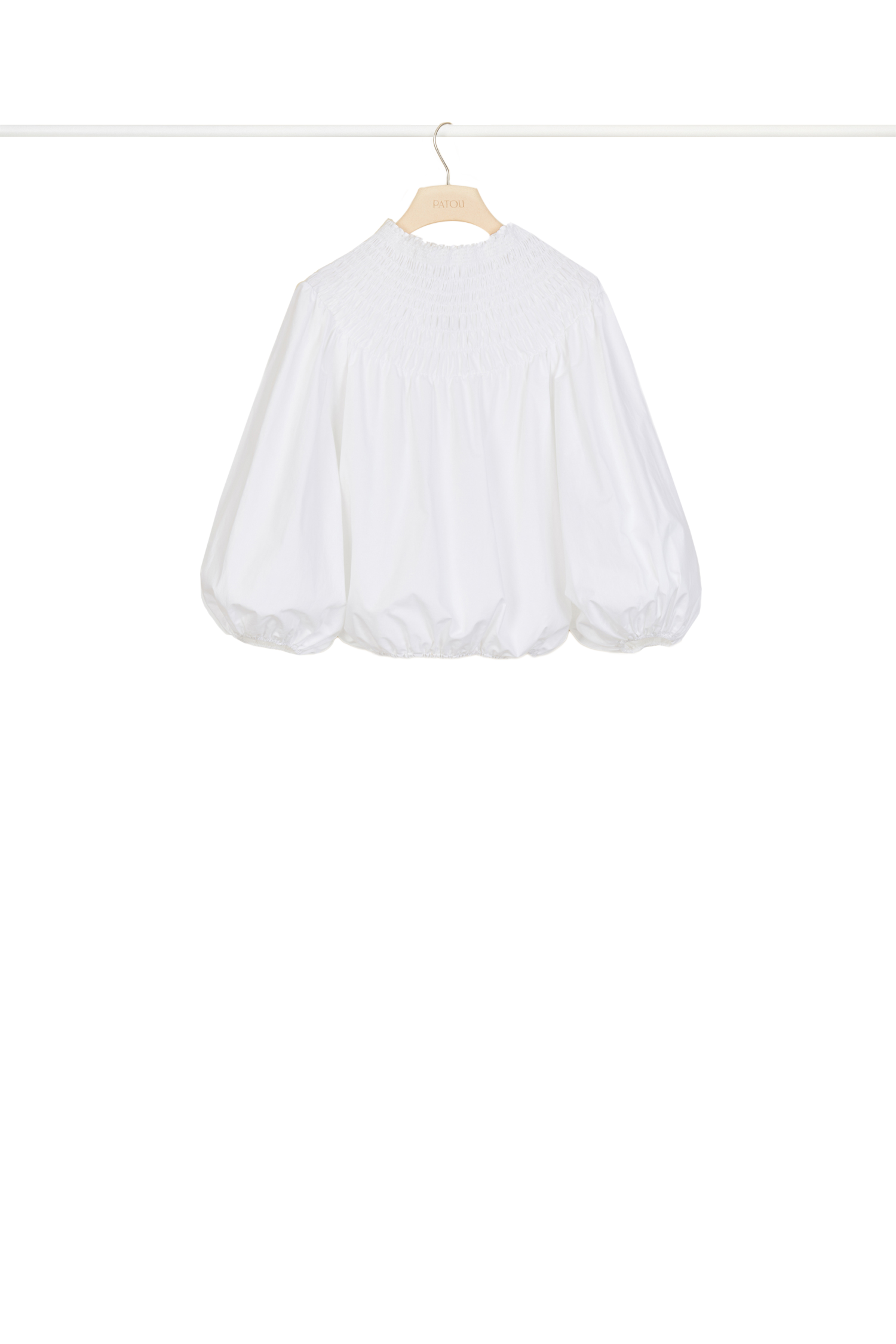 Top court smocké en popeline - Blanc
