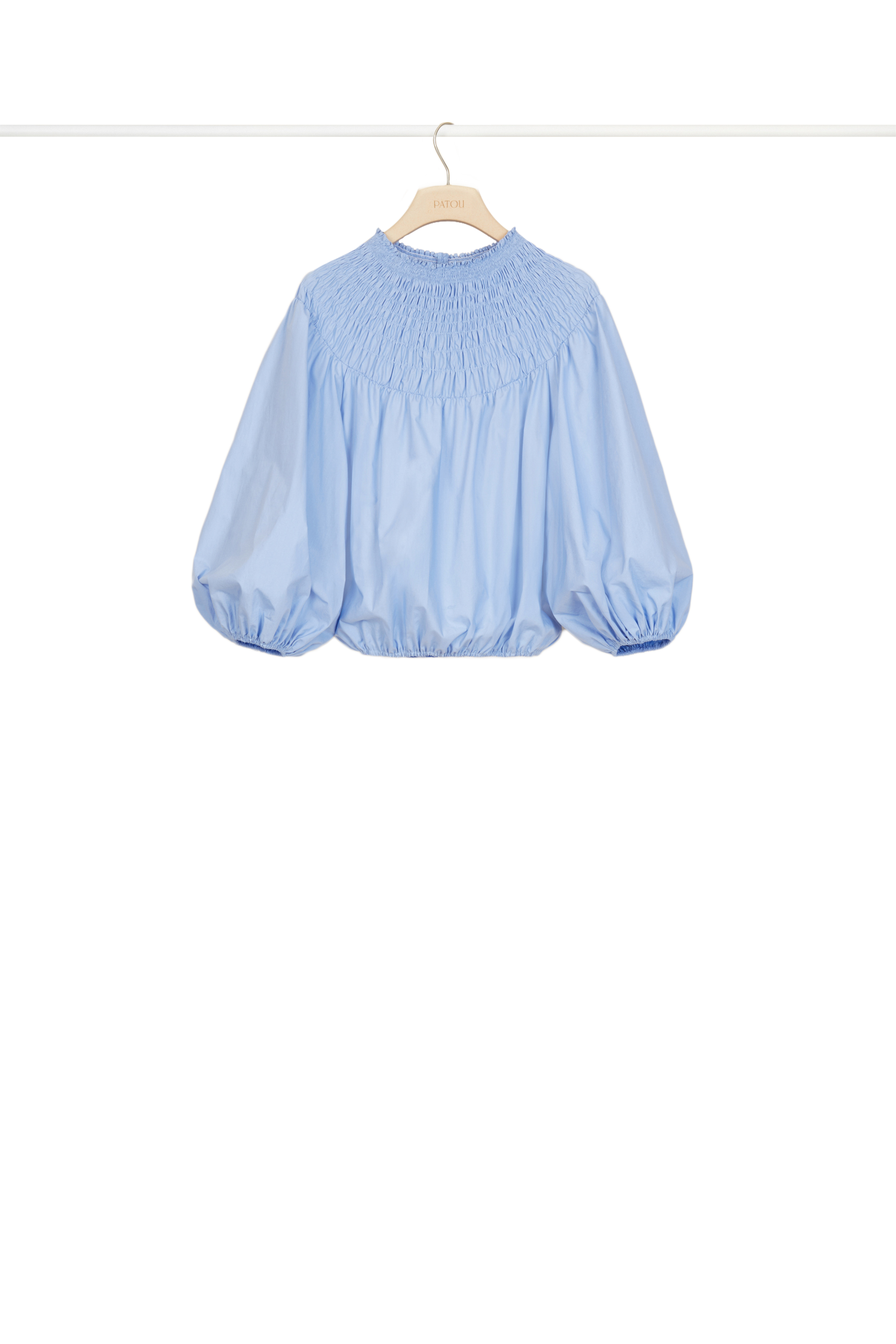 Top court smocké en popeline - Bleu