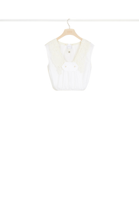 Top court avec col en crochet - Blanc