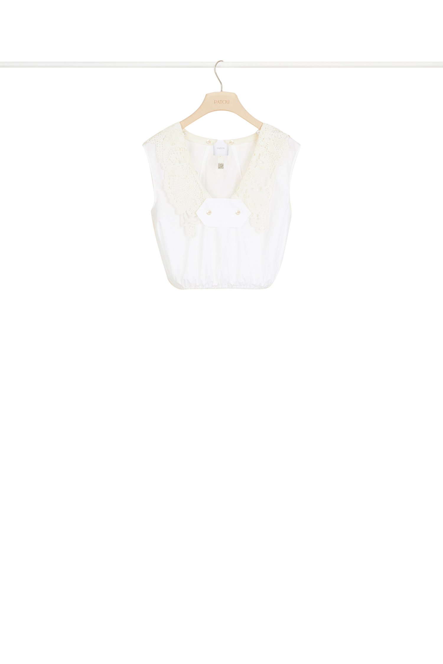 Top court avec col en crochet - Blanc