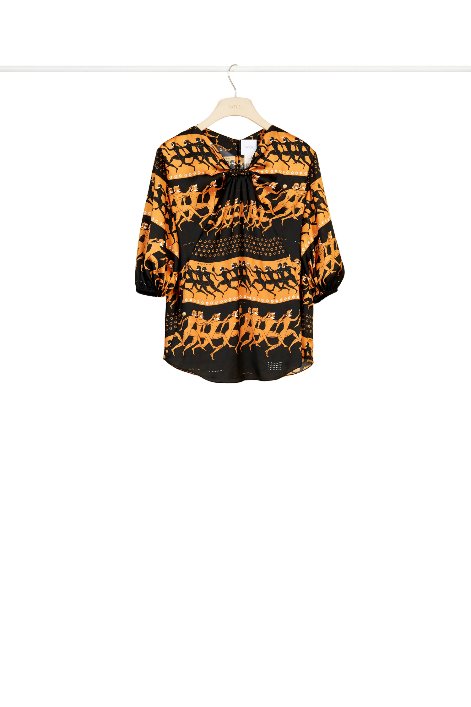 Blouse imprimée à manches ballons - Noir et ocre