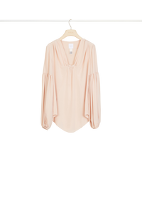 Blouse en soie à manches bouffantes - Beige Doré