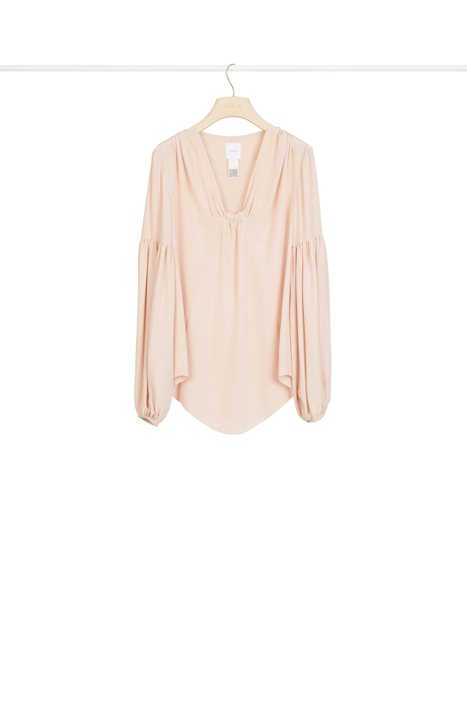 Blouse en soie à manches bouffantes - Beige Doré