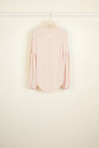 Blouse en soie à manches bouffantes - Beige Doré