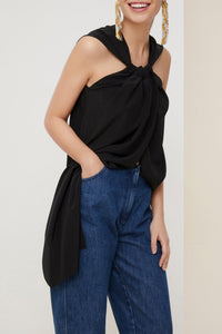 Haut asymétrique en soie - Noir