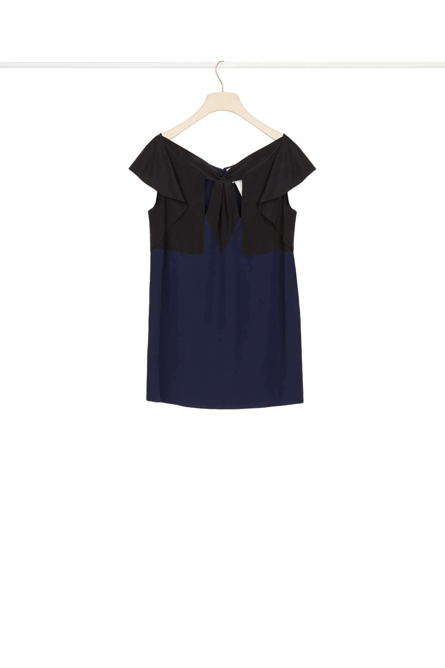 Haut en soie à découpes - Bleu Marine et Noir