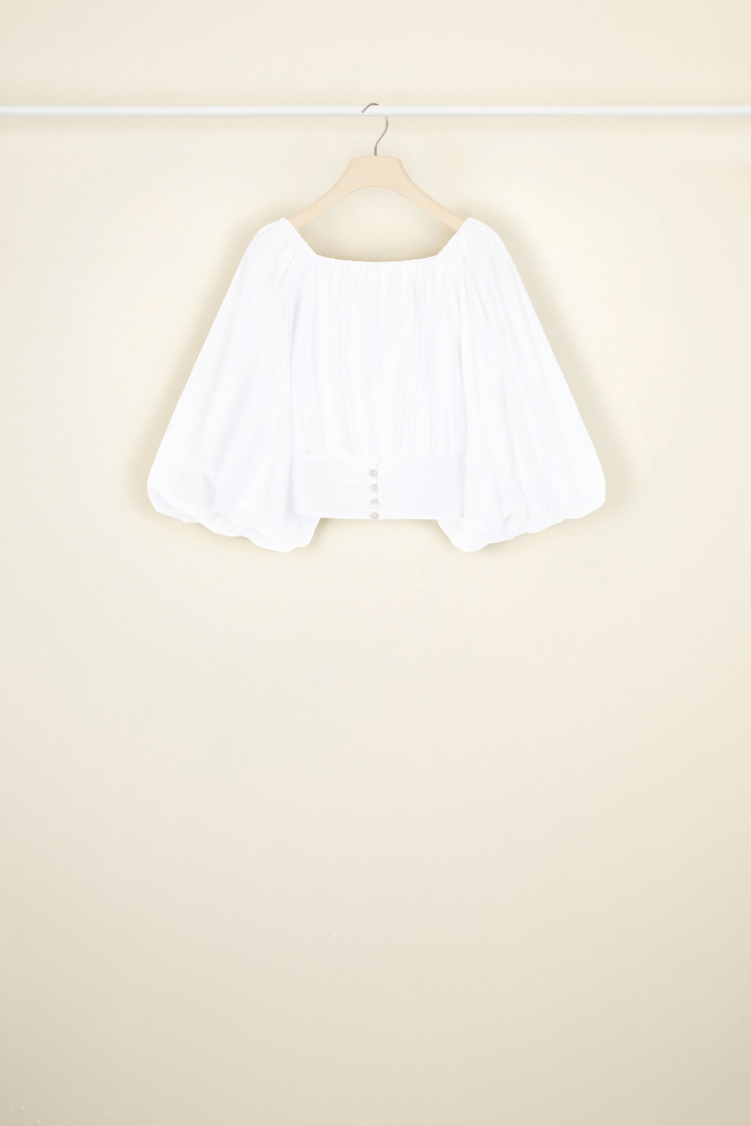 Haut court volumineux en coton - Blanc