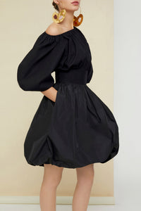 Haut court volumineux en coton - Noir