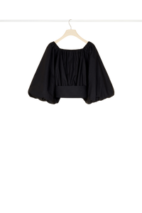 Haut court volumineux en coton - Noir
