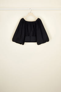 Haut court volumineux en coton - Noir