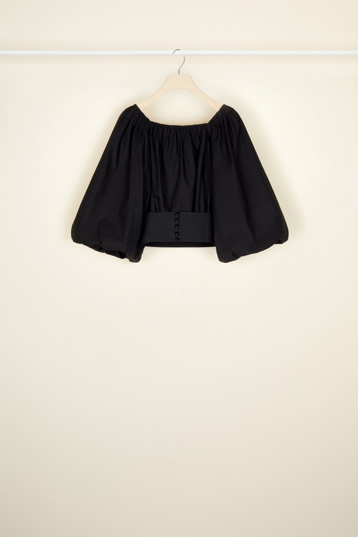 Haut court volumineux en coton - Noir