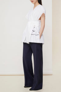 Haut en coton à broderie ajourée - Blanc