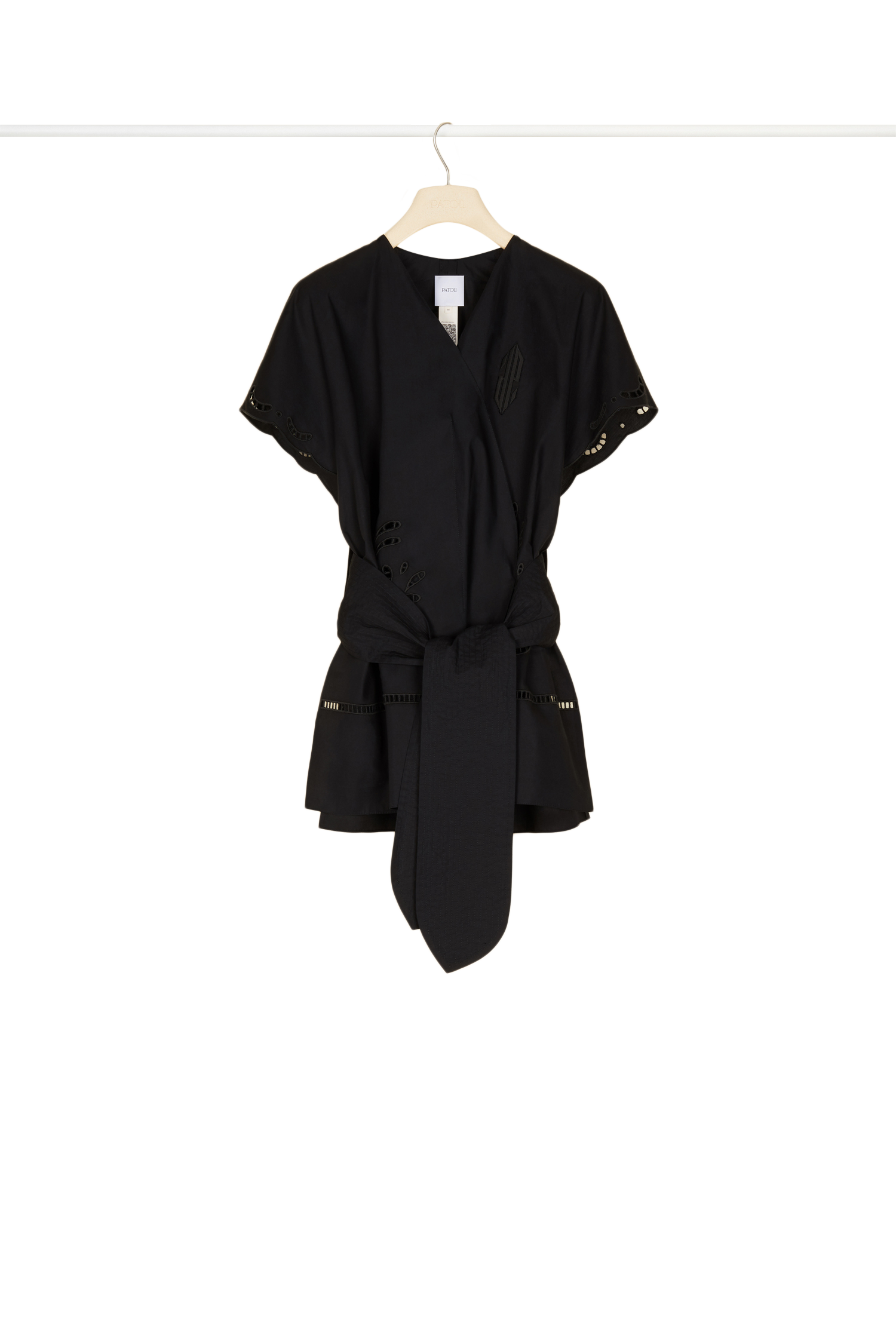 Haut en coton à broderie ajourée - Noir