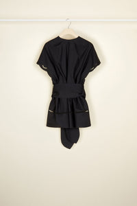 Haut en coton à broderie ajourée - Noir